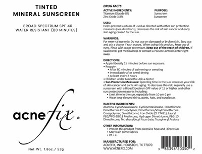 Acne Houston AcneFix Tinted Mineral Sunscreen 203.jpg Package Label - Acne Houston AcneFix Tinted Mineral Sunscreen 203